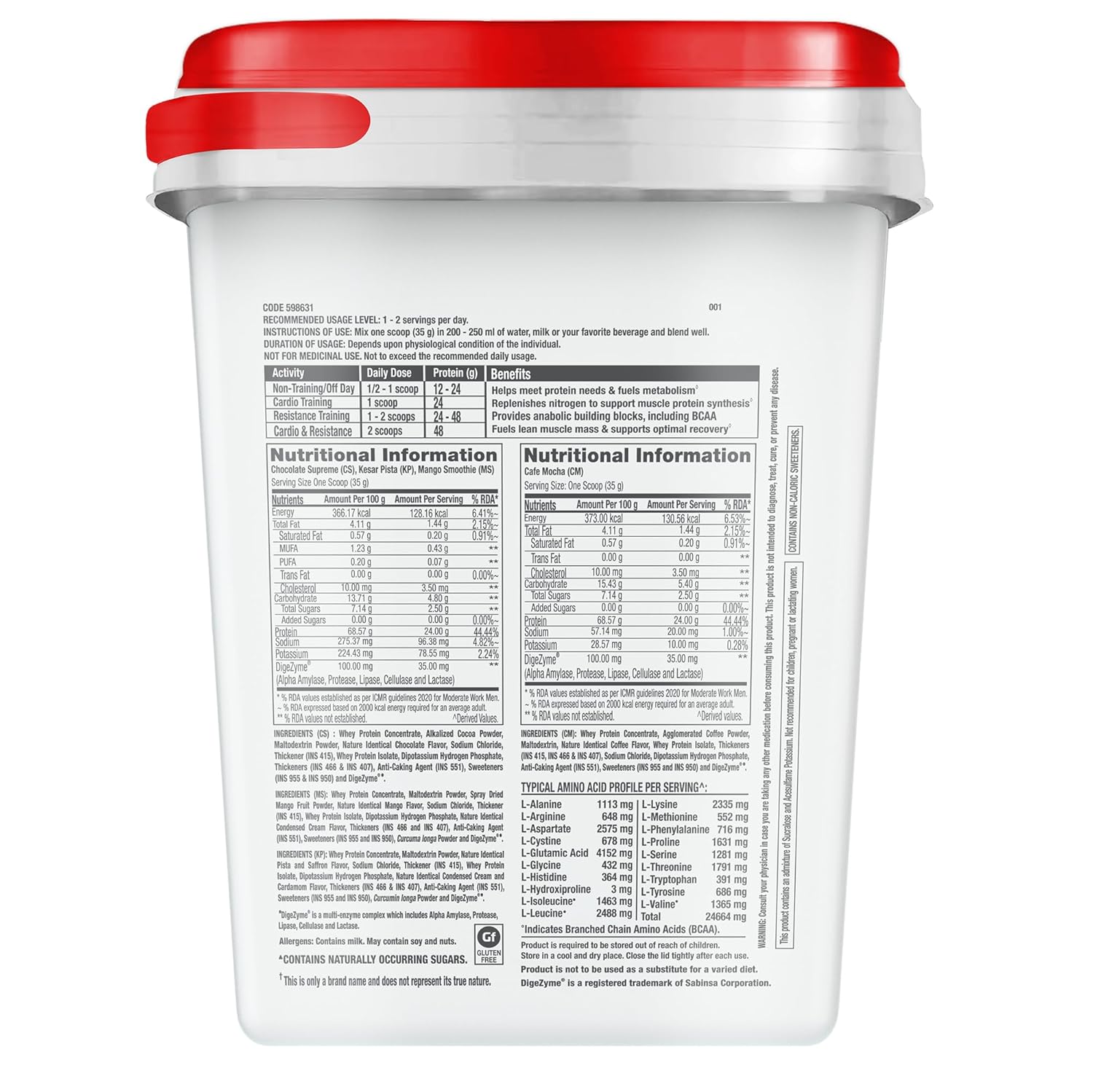 GNC Pro Performance Whey Protein Powder Natural Identical Flavors 4kg