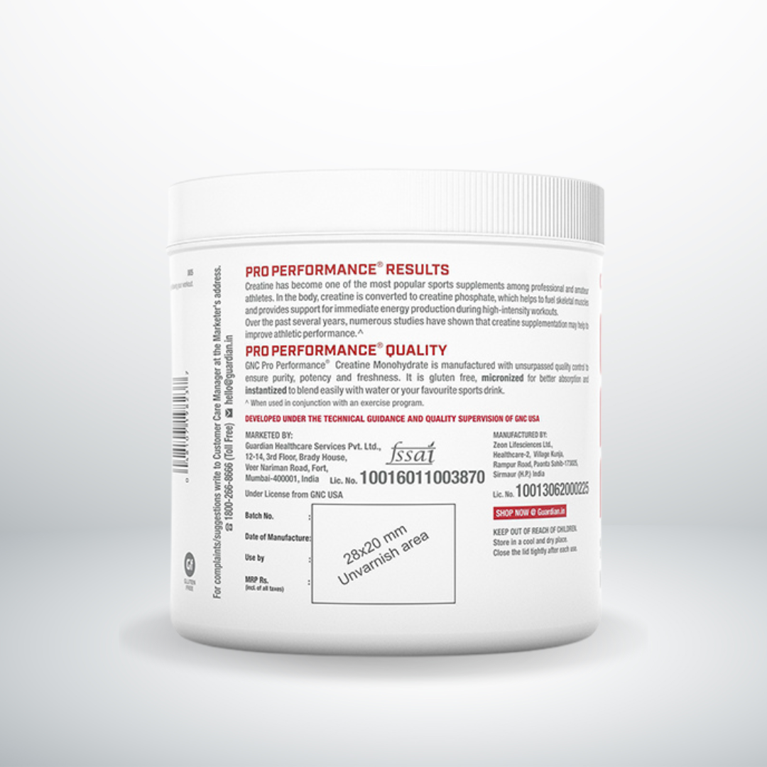 GNC Pro Performance Pure Micronized Creatine Monohydrate  Unflavoured  250 gm