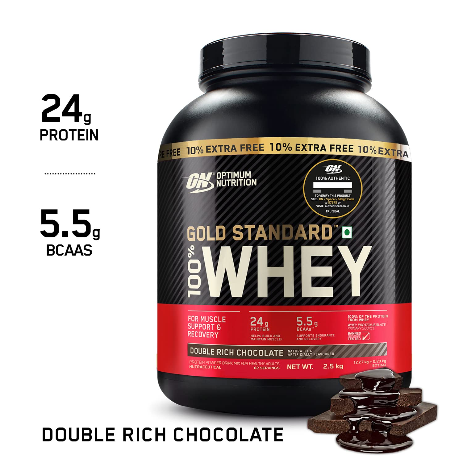 Optimum Nutrition (ON) Gold Standard Whey Protein Powder Double Rich Chocolate DRC 5lbs