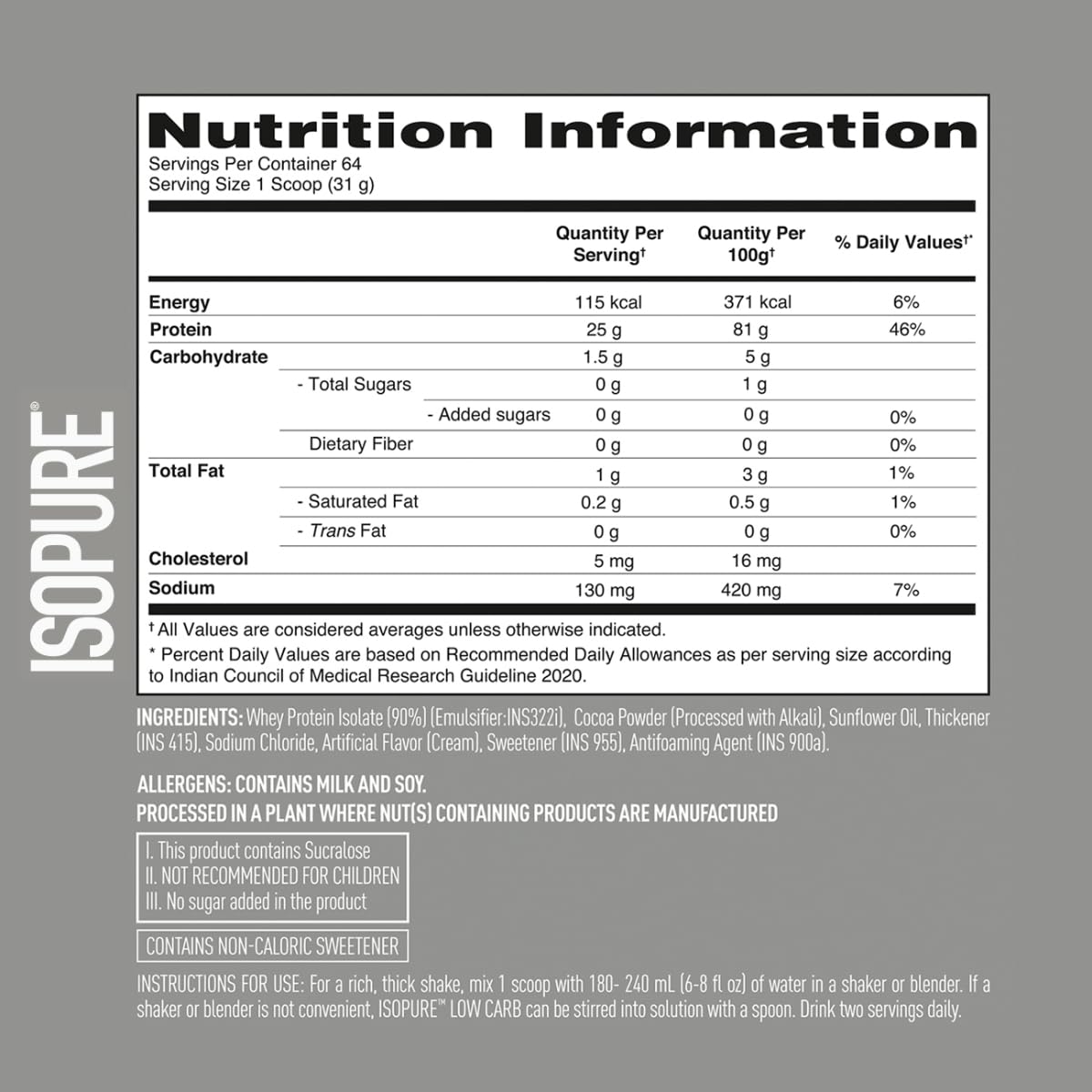 Isopure Whey Protein Dutch Chcoc 2kg