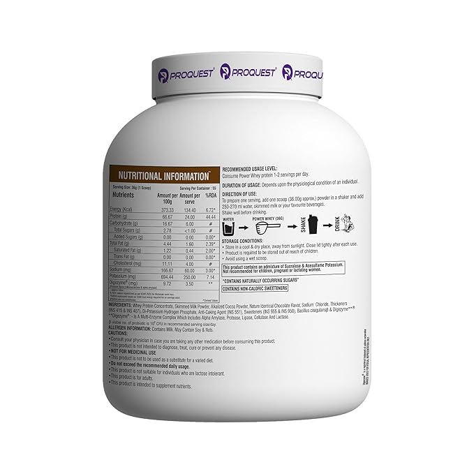 ProQuest Power Whey Protein Digezyme for Fast & Easy Digestion Milk Chocolate, 2 KG