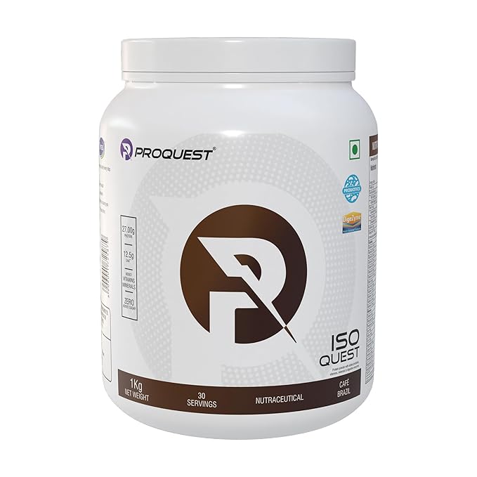 ProQuest Iso Quest Whey Protein Isolate Faster Muscle Support & Recovery (Cafe Brazil, 1KG)
