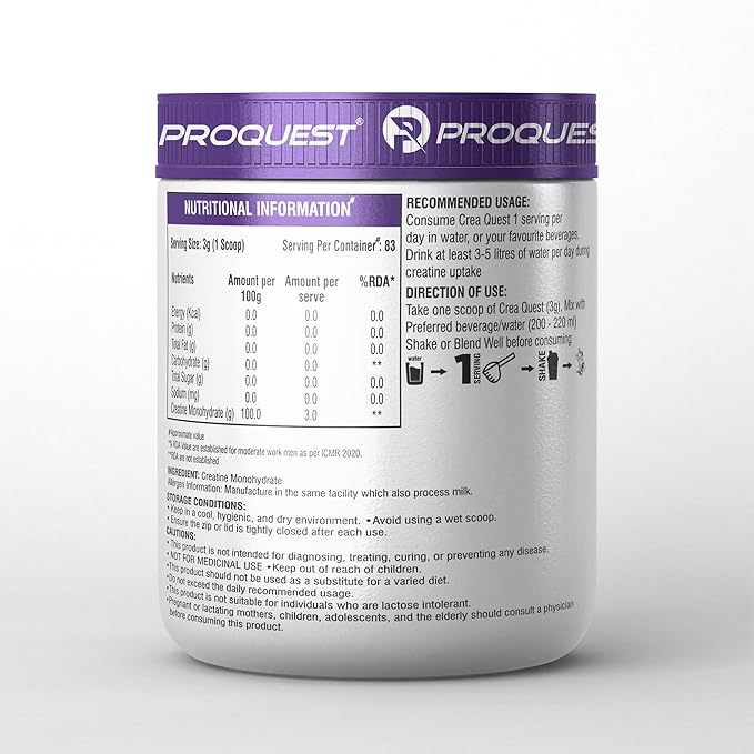 Proquest CreaQuest - Pure Micronized Creatine Monohydrate Enhanced Muscle Strength & Power(250G)