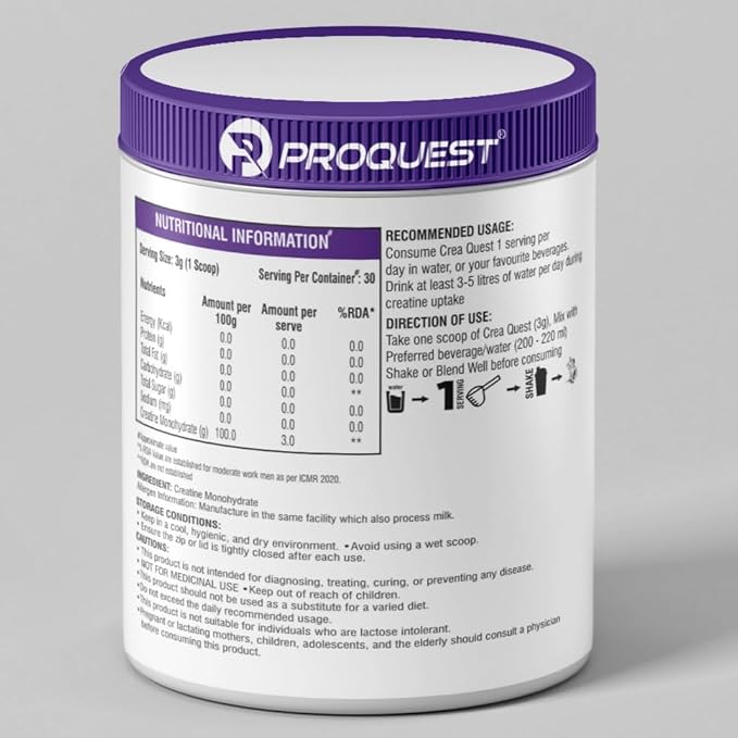 Proquest CreaQuest - Pure Micronized Creatine Monohydrate Enhanced Muscle Strength & Power (90G)
