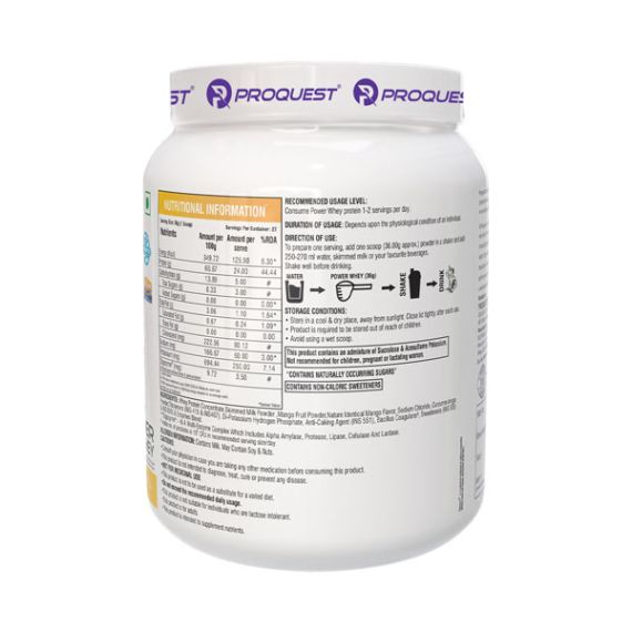 ProQuest Power Whey Protein Digezyme for Fast & Easy Digestion Mango Rush 1kg