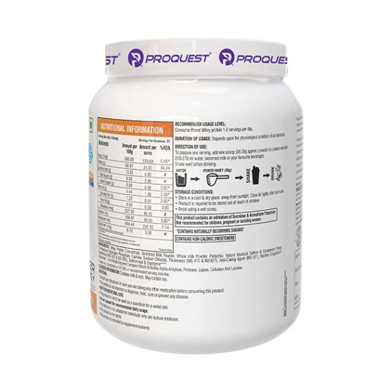 ProQuest Power Whey Protein Digezyme for Fast & Easy Digestion Kesar Pista 1kg