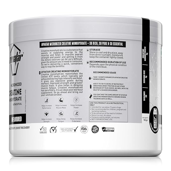 Avvatar Micronized Creatine Monohydrate Unflavored 100g