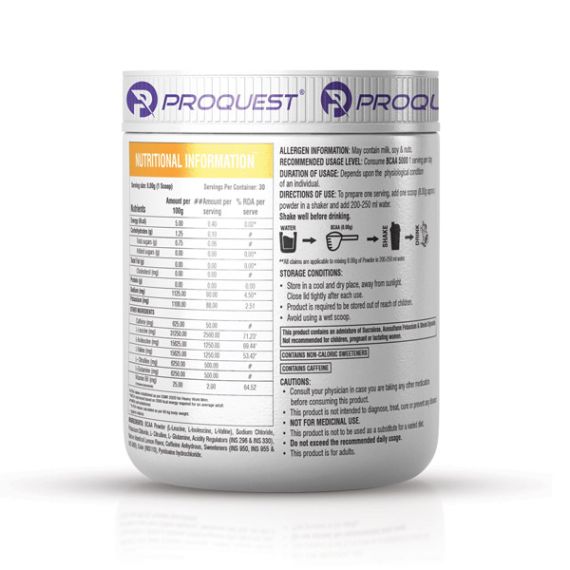 Proquest Nutrition BCAA 5000 with Caffeine & amp Vitamin B6 Mango Rush 240g