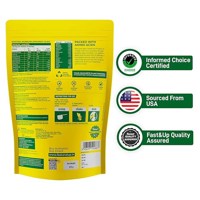 Fast &Up Plant Protein Support Muscle Health & Recovery Chocolate 925g