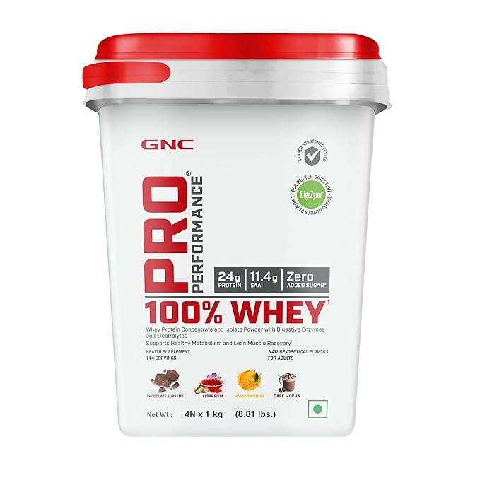 GNC Pro Performance Whey Protein Powder Natural Identical Flavors 4kg