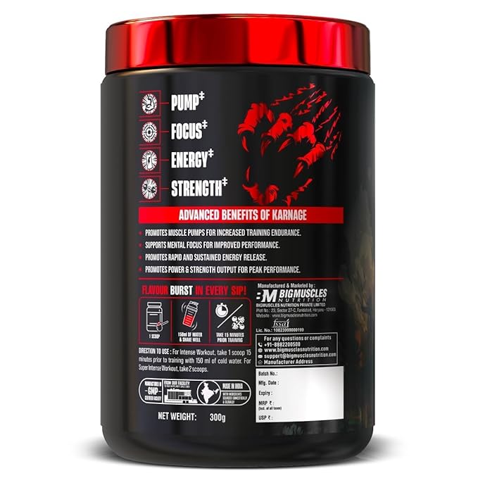 Bigmuscles Nutrition Karnage Pre workout Sex On the Beach (60 Servings )