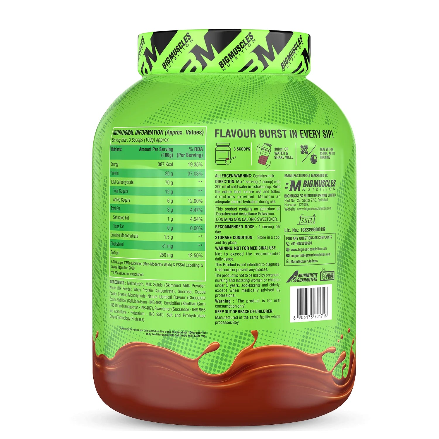 Bigmuscle Body Fuel Hardcore Chocolate Eclair 3kg