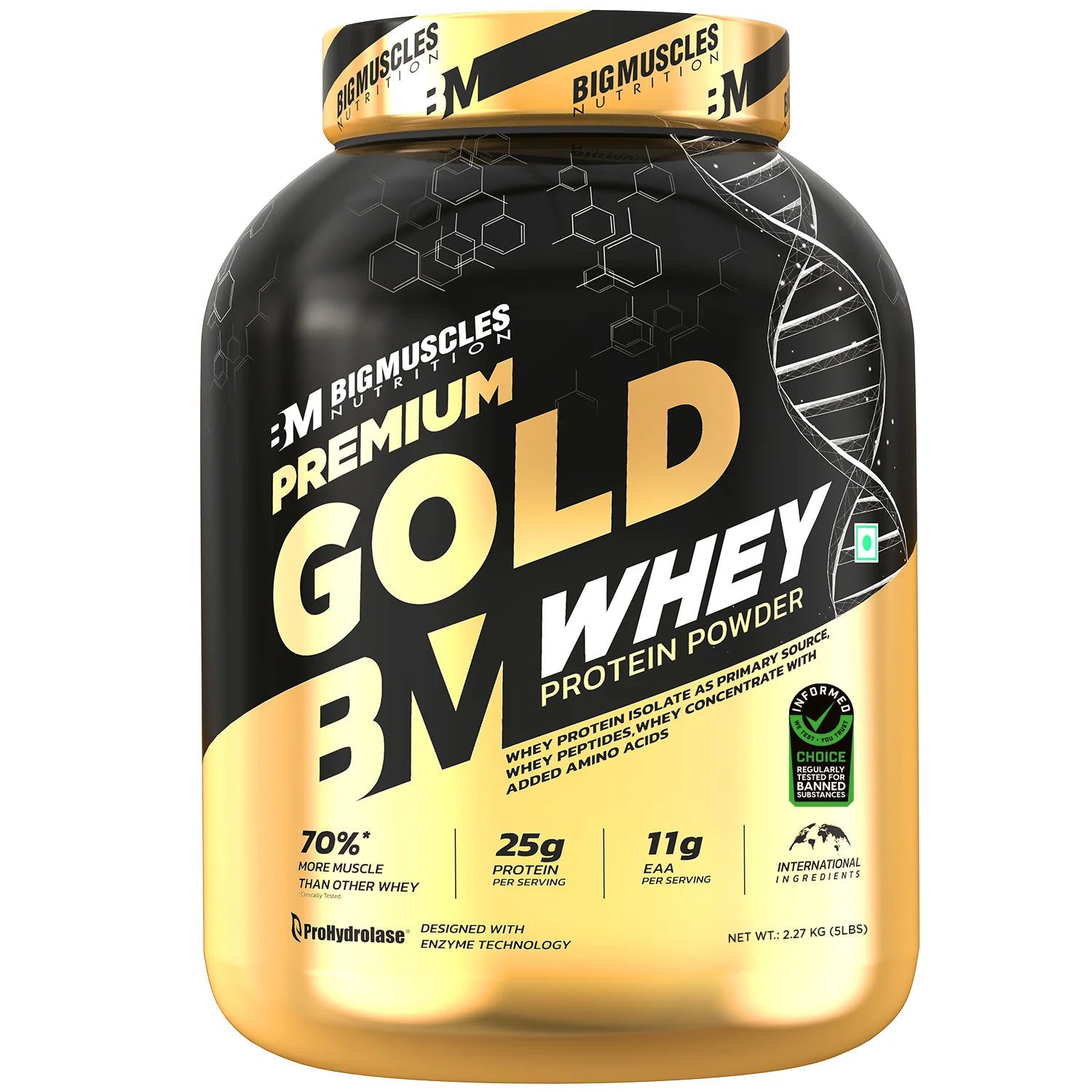 Bigmuscles Premium Gold Whey Protein Powder Belgian Chocolate 2.27kg