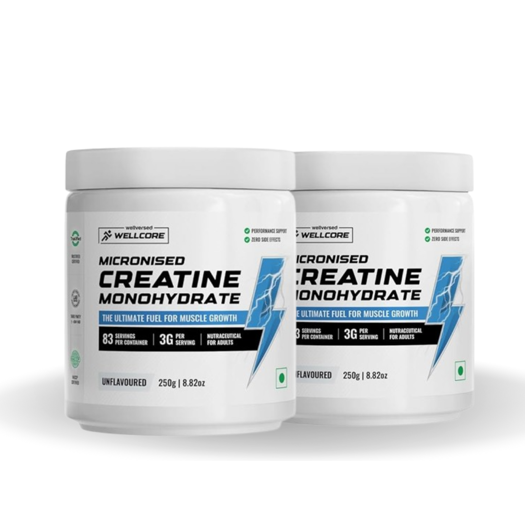 Wellcore Pure Micronised Creatine Monohydrate Powder Unflavoured 250g Pack Of 2